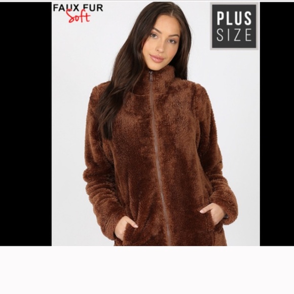 🍀Jacket available in 3 sizes 1X 2X 3X Sherpa Coat - Picture 3 of 3